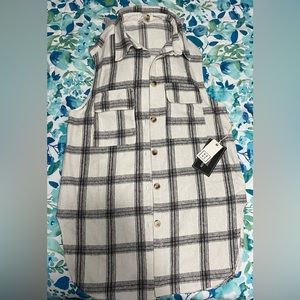 NWT Plaid long vest.
